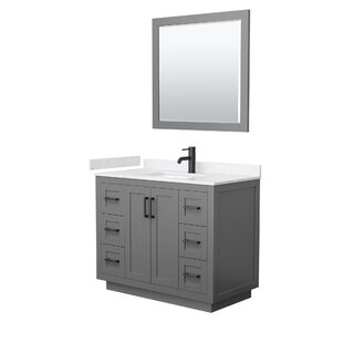 WYNDHAM COLLECTION Miranda 42" Freestanding Single Bathroom Vanity with Cultured Marble Top with 34" Mirror