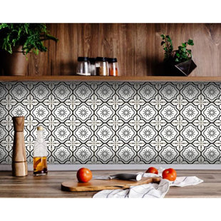CHARLTON HOME® Beeliar 4'' W x 4'' L Vinyl Peel and Stick Mosaic Tile
