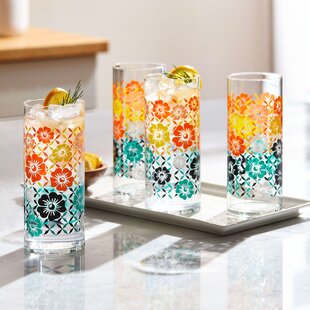 Libbey Vintage Flower Power Cooler Glasses 16 oz. (Set of 4)