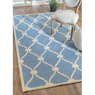 NULOOM Trellis Shanel Hand Loomed Wool Blue Area Rug