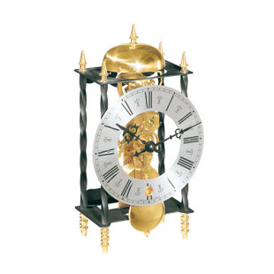 HERMLE UHRENMANUFAKTUR Traditional Analogue Metal Mechanical Tabletop Clock in Gold And Silver