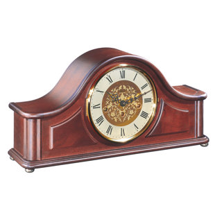 HERMLE UHRENMANUFAKTUR Traditional Analogue Solid Wood Quartz Movement / Crystal Tabletop Clock in Brown