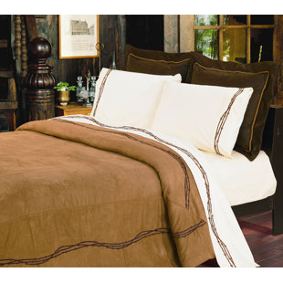 PASEO ROAD BY HIEND ACCENTS Rustic Barbwire Faux Leather Embroidery Western Rustic Comforter Set