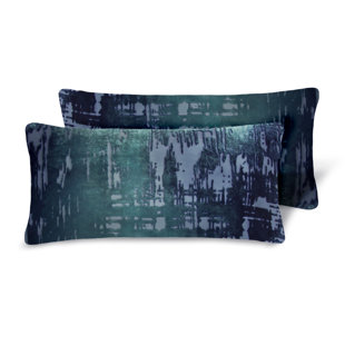 KEVIN O'BRIEN STUDIO Brush Stroke Rectangular Velvet 7 x 15 Pillow Cover & Insert (Set of 2)