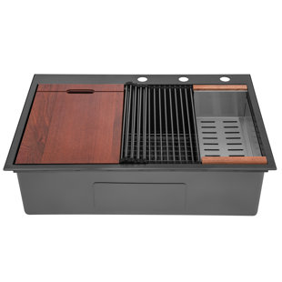 EMODERN DECOR CozyBlock 33'' L Drop-In Single Bowl Stainless Steel Kitchen Sink