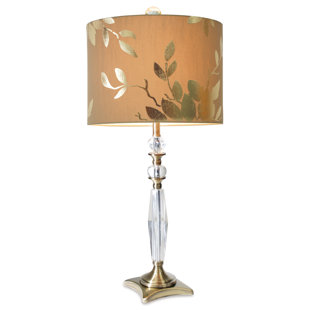 COUTURE, INC. Golden Leaf 28.5" Tall Crystal Table Lamp, Brass