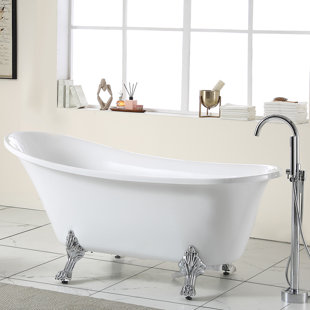 COMMODLAND 67'' x 31.5'' Freestanding Soaking Acrylic Bathtub