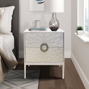 PASARGAD Pearl 24'' W Metal Nightstand