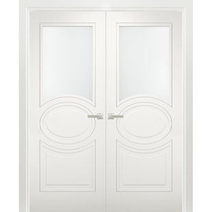 VDOMDOORS Mela Frosted Glass Interior French Double White Doors