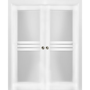VDOMDOORS Mela Frosted Glass Sliding Closet White Doors