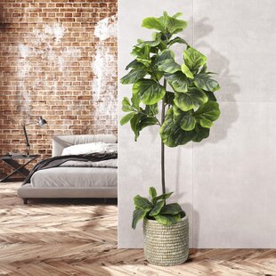 SAND & STABLE™ 60'' Faux Fiddle Leaf Fig Tree in Wicker/Rattan Basket