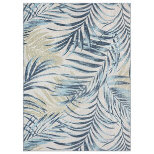 Tommy Bahama Malibu Palm Springs Coastal Indoor/Outdoor Area Rug, Ivory/Aqua Blue