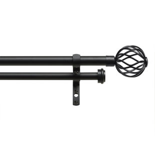 AMALGAMATED TEXTILES Ogee Double Window Curtain Rod and Finial Set