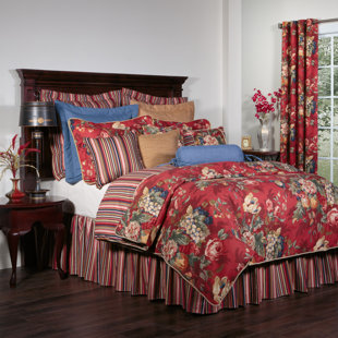 THOMASVILLE AT HOME Queensland Crimson Cotton Floral Duvet Cover