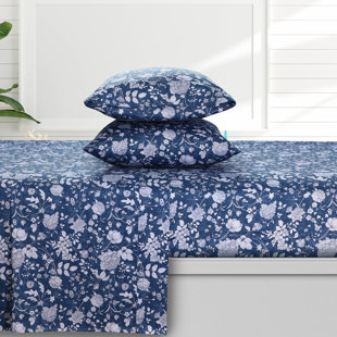 AZORES HOME Sateen Floral Sheet Set