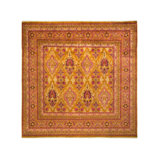 ISABELLINE Belany One-of-a-Kind 8' New Age Square Wool Area Rug in Gold/Brown/Red