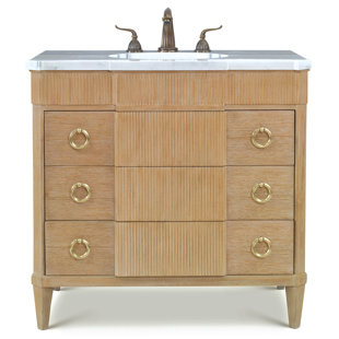 AMBELLA Tambour 38'' Single Bathroom Vanity with Quartz Top