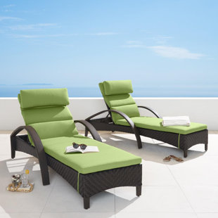 HOKKU DESIGNS Kechia 81" Long Reclining Chaise Lounge Set Sunbrella Cushions (Set of 2)