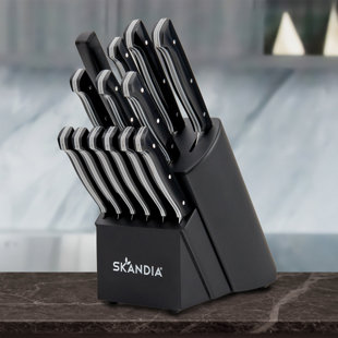 Hampton Forge Skandia Aldis - 14 Piece Knife Block Set, Full Tang, Triple Rivets, German Quality