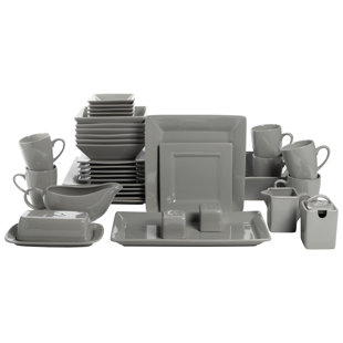 TEN STRAWBERRY STREET Nova Square Stoneware 38 Piece Dinnerware Set, Service for 6