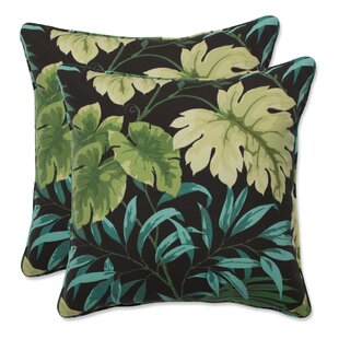 PILLOW PERFECT Tropique Peridot Floral Indoor/Outdoor Reversible Throw Pillow (Set of 2)