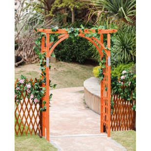 LUXEN HOME 62.99" W x 23.62" D Solid Wood Garden Arbor in Brown