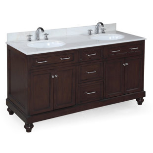 KITCHEN BATH COLLECTION Amelia 60'' Free Standing Double Bathroom Vanity with Cultured Marble Top