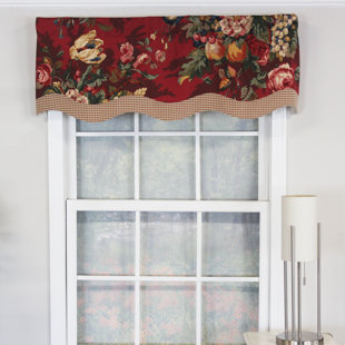 RLF HOME Floral Cotton Blend Scalloped 50.00'' W Window Valance in Ivory