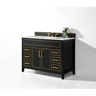 ANCERRE DESIGNS Aspen 48'' Single Bathroom Vanity with Marble Top