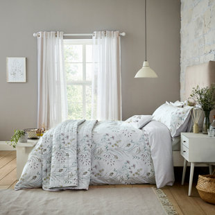 SANDERSON OPTIONS Mist/Heather Cotton Lawn Fabric 144 TC Modern & Contemporary Duvet Cover Set