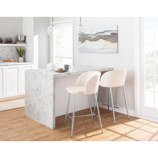 LUMISOURCE Upholstered Counter Stool with Metal Frame