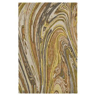 KALEEN Marble Abstract Handmade Tufted Wool Yellow/Beige/Brown Area Rug