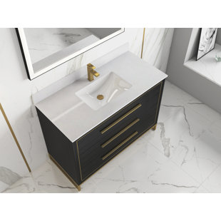 EVERLY QUINN Carlson 48'' Free Standing Single Bathroom Vanity with Stone Top