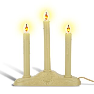 Tupkee Christmas Candolier Window Candles with Flickering Bulbs - 3-Lights Indoor