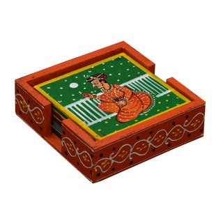 LAVISH TOUCH Rampium Abstract Wood Square Coaster