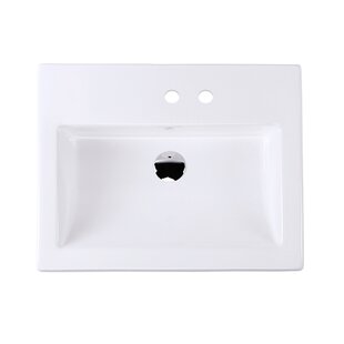 LACAVA Aquagrande White Rectangular Wall Mount Bathroom Sink with Overflow