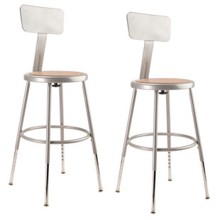 NATIONAL PUBLIC SEATING Backed Adjustable Height Ergonomic Lab Stool with Footring (Set of 2)