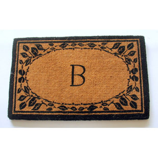GEO CRAFTS, INC Balmer Border Monogram Non-Slip Outdoor Door Mat