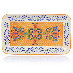 LAURIE GATES Hand Painted Tierra Serving Platter Tray