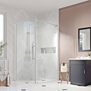 OVE DECORS Endless Pasadena, 31 3/8 to 32 3/16 in. W x 72 in. H Corner Frameless Pivot Shower Door