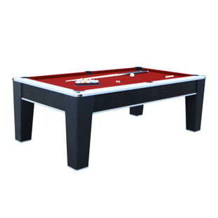 HATHAWAY GAMES Hathaway Mirage 7.5 Ft Heavy Duty Pool Table – Includes Cue Sticks, Billiard Balls, Brush – Perfect for Professional and Family Billiards Games Room – Red Felt with Wood Finish
