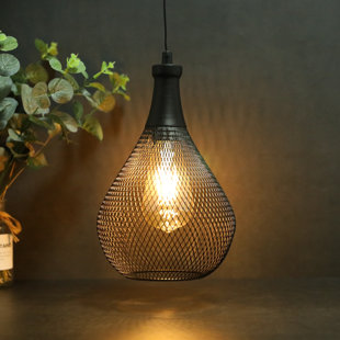 17 STORIES Bay Isle Home 31Cm Light Single Geometric LED Pendant with Rope Accents