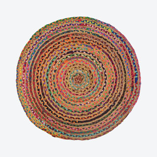 LATITUDE VIVE Round Dillman Solid Colour Hand Woven 90x90 Multi Colour Area Rug