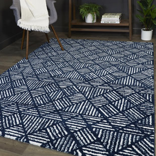 MILLWOOD PINES Drumboe Geometric Navy Area Rug