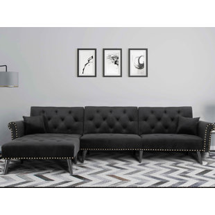 ROSDORF PARK Senay 115" Wide Velvet Convertible Sofa