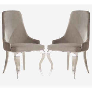 BSD NATIONAL SUPPLIES Cabriole Velvet Solid Back Side Chair (Set of 2)