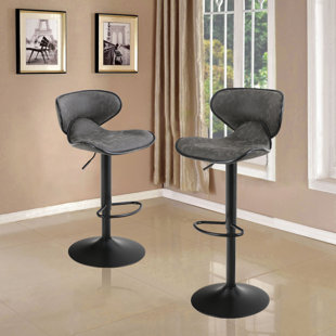 MAISON ARTS Swivel Adjustable Height Counter Stool with Metal Frame (Set of 2)