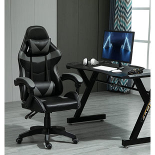 Inbox Zero Adjustable Reclining Ergonomic Faux Leather Swiveling PC & Racing Game Chair