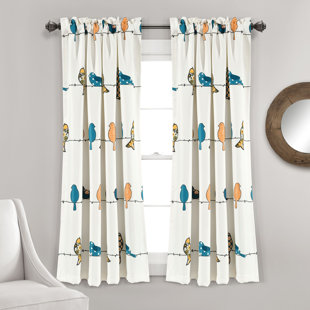 FRIFOHO Rowley Birds Room Darkening Thermal Rod Pocket Curtain Panels (Set of 2)