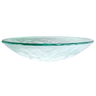 EDEN BATH Embossed Waves Glass Circular Vessel Bathroom Sink